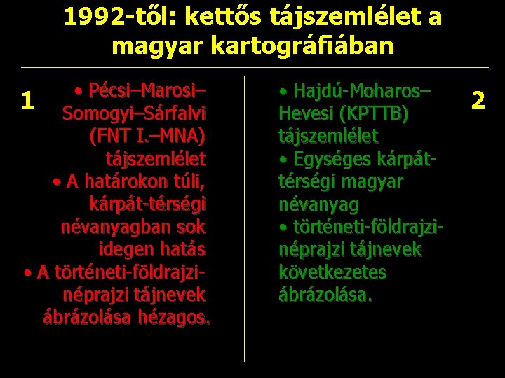 1992 -től: kettős tájszemlélet a magyar kartográfiában • Pécsi–Marosi– 1 Somogyi–Sárfalvi (FNT I. –MNA)