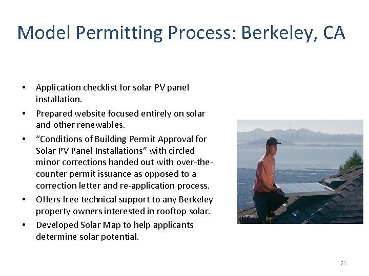 Model Permitting Process: Berkeley, CA • • • Application checklist for solar PV panel