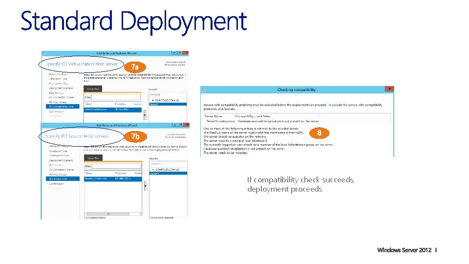 a - VDI b - Session If compatibility check succeeds, deployment proceeds 