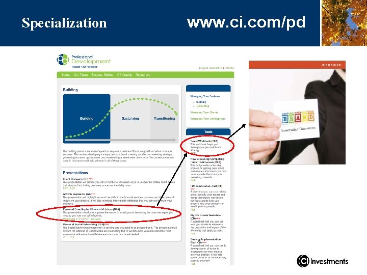 Specialization www. ci. com/pd 
