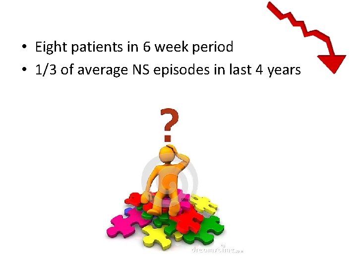  • Eight patients in 6 week period • 1/3 of average NS episodes