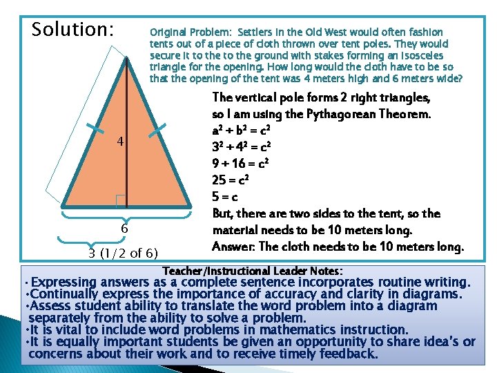 Solution: Original Problem: Settlers in the Old West would often fashion tents out of