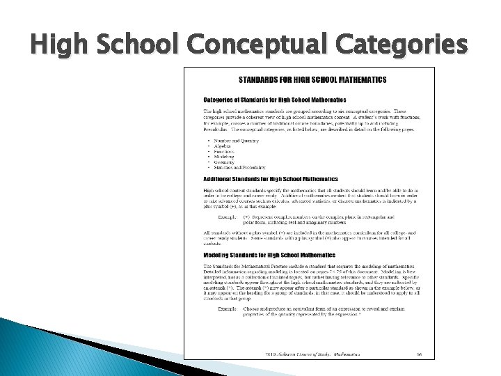 High School Conceptual Categories 