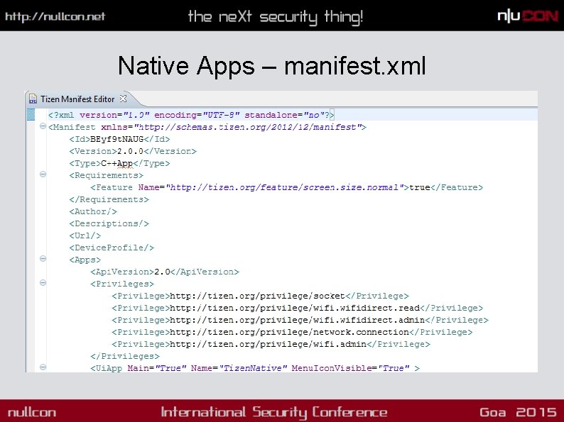 Native Apps – manifest. xml 