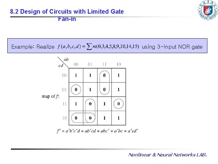 8. 2 Design of Circuits with Limited Gate Fan-in Example: Realize using 3 -input