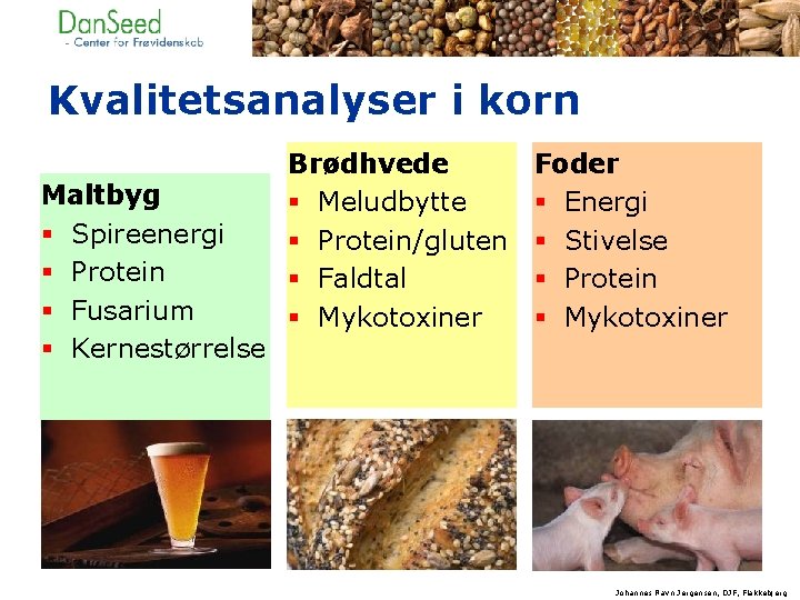 Kvalitetsanalyser i korn Maltbyg § Spireenergi § Protein § Fusarium § Kernestørrelse Brødhvede §