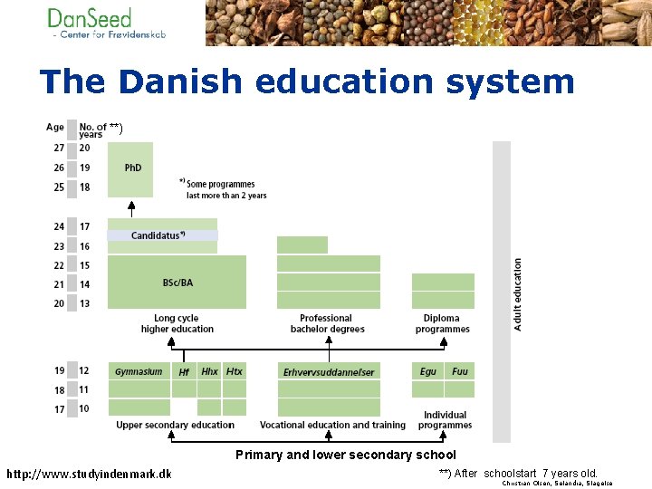 The Danish education system **) Primary and lower secondary school http: //www. studyindenmark. dk