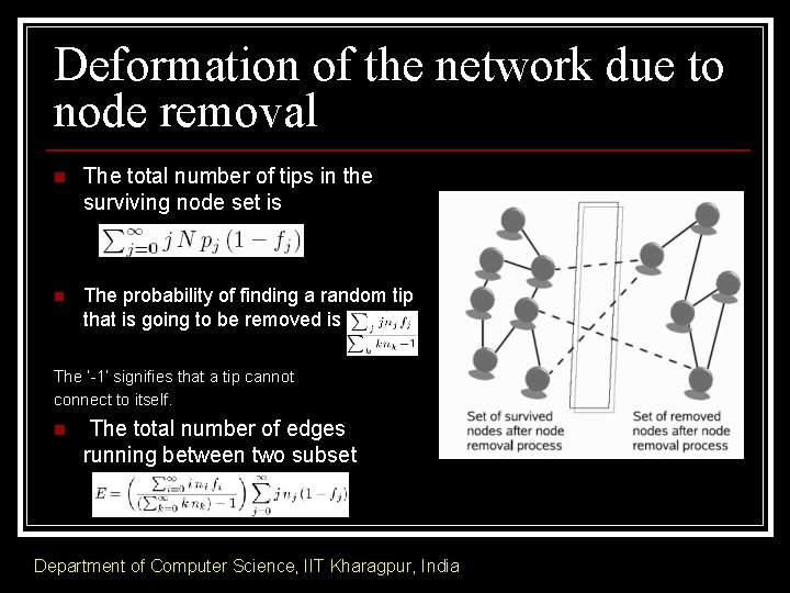 Deformation of the network due to node removal n The total number of tips