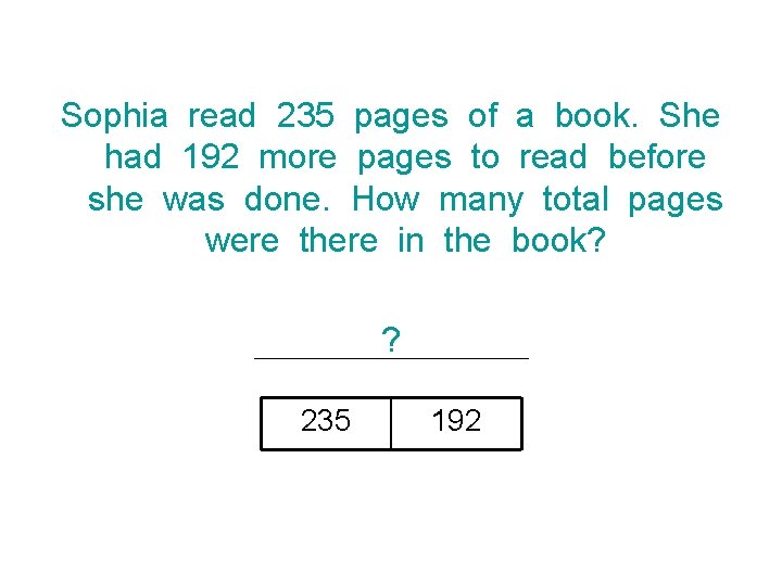 Sophia read 235 pages of a book. She had 192 more pages to read
