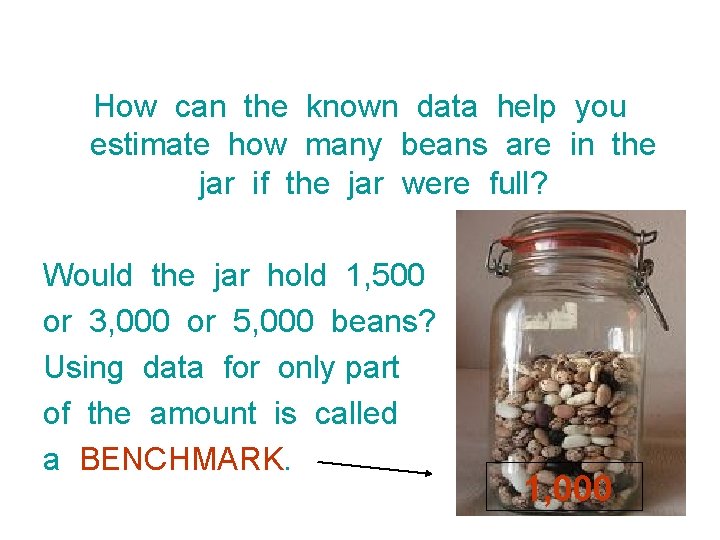 How can the known data help you estimate how many beans are in the