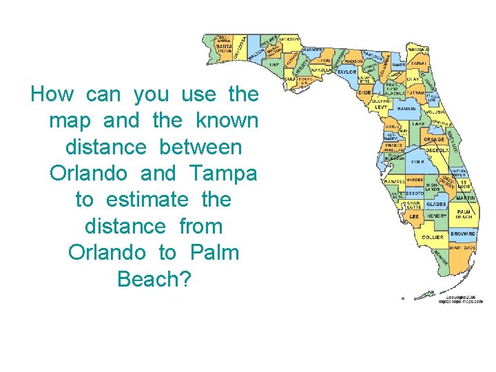 How can you use the map and the known distance between Orlando and Tampa