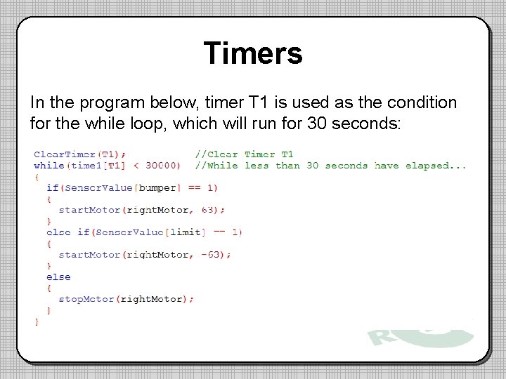 Timers In the program below, timer T 1 is used as the condition for Timers In the program below, timer T 1 is used as the condition for