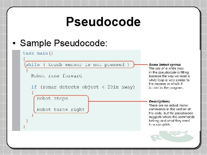 Pseudocode • Sample Pseudocode: Pseudocode • Sample Pseudocode: