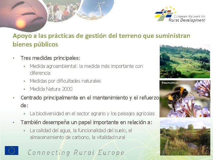 Apoyo a las prácticas de gestión del terreno que suministran bienes públicos • •