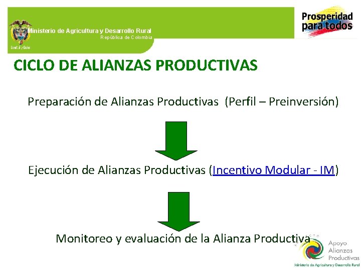 Ministerio de Agricultura y Desarrollo Rural República de Colombia CICLO DE ALIANZAS PRODUCTIVAS Preparación