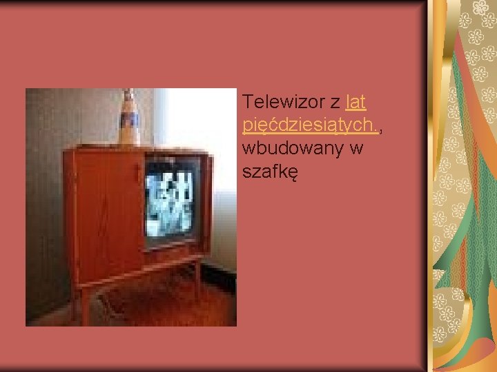 Telewizor z lat pięćdziesiątych. , wbudowany w szafkę 
