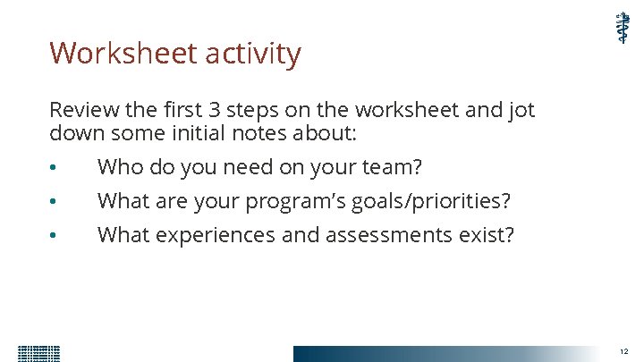 Worksheet activity Review the first 3 steps on the worksheet and jot down some