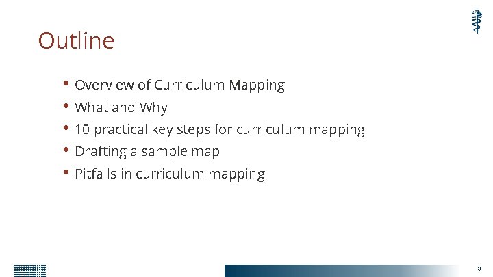 Outline • Overview of Curriculum Mapping • What and Why • 10 practical key