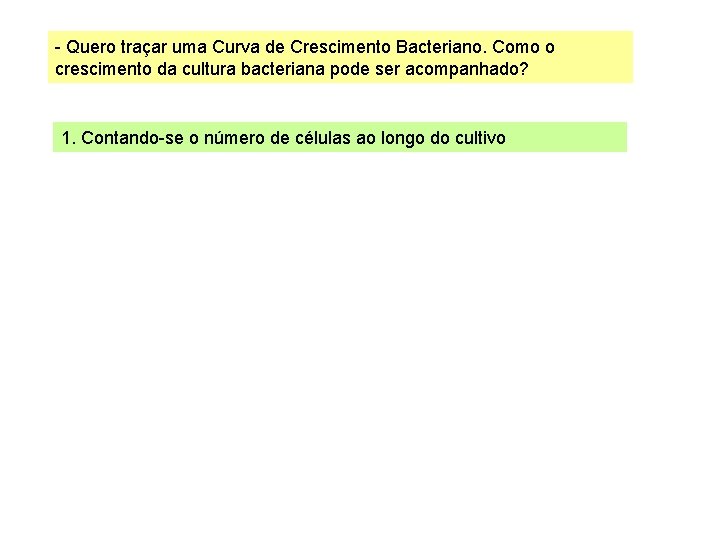 - Quero traçar uma Curva de Crescimento Bacteriano. Como o crescimento da cultura bacteriana