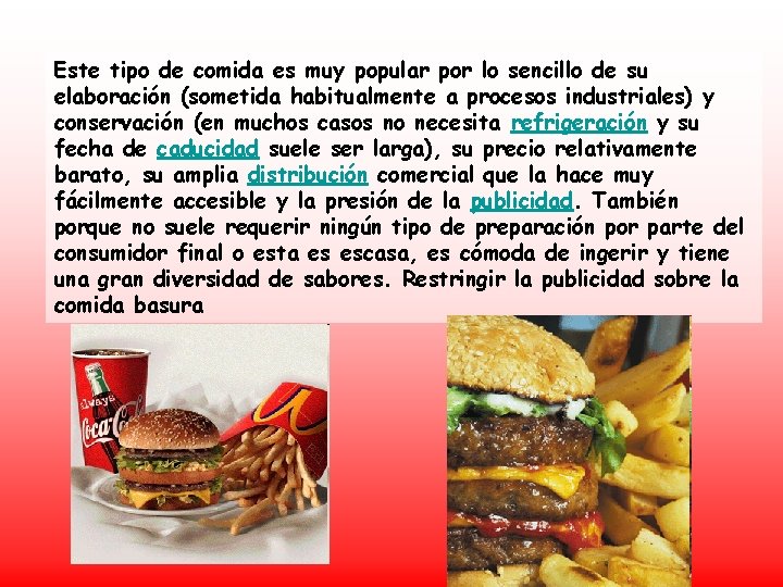 Este tipo de comida es muy popular por lo sencillo de su elaboración (sometida