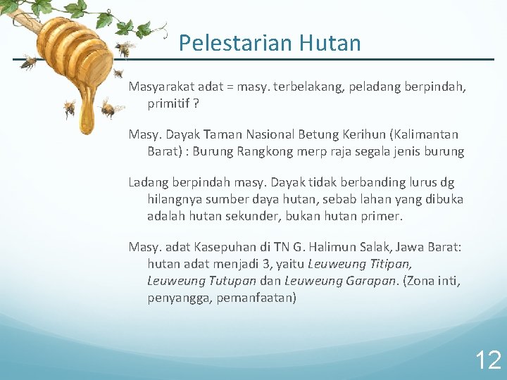 Pelestarian Hutan Masyarakat adat = masy. terbelakang, peladang berpindah, primitif ? Masy. Dayak Taman