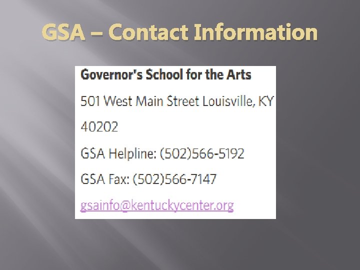 GSA – Contact Information 