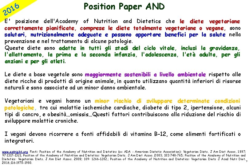 6 1 20 Position Paper AND E' posizione dell'Academy of Nutrition and Dietetics che