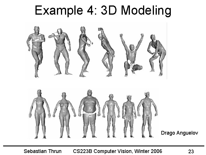 Example 4: 3 D Modeling Drago Anguelov Sebastian Thrun CS 223 B Computer Vision,