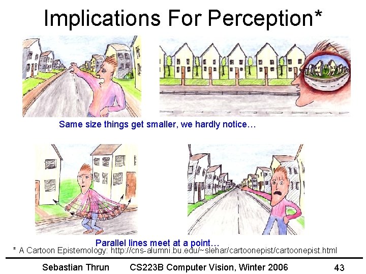 Implications For Perception* Same size things get smaller, we hardly notice… Parallel lines meet