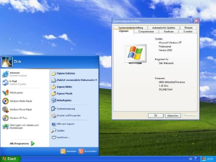 Windows XP Ø Ø Ø Neue Benutzeroberfläche („Luna “) Meisten DOS Programme laufen auf