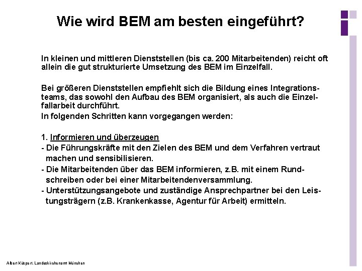 Wie wird BEM am besten eingeführt? In kleinen und mittleren Dienststellen (bis ca. 200