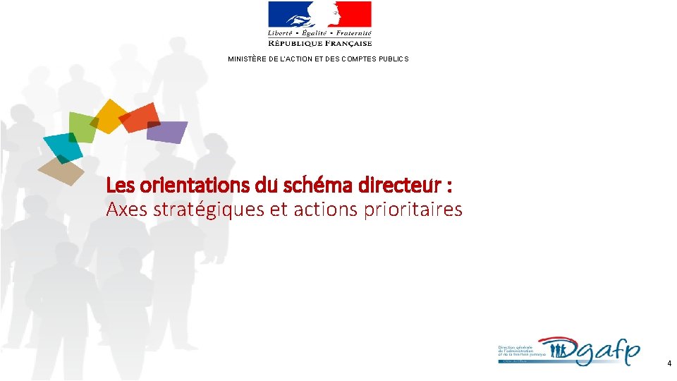 MINISTÈRE DE L’ACTION ET DES COMPTES PUBLICS Les orientations du schéma directeur : Axes