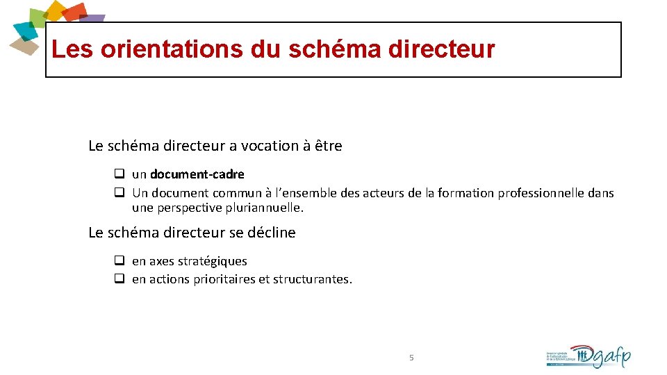 Les orientations du schéma directeur Le schéma directeur a vocation à être q un