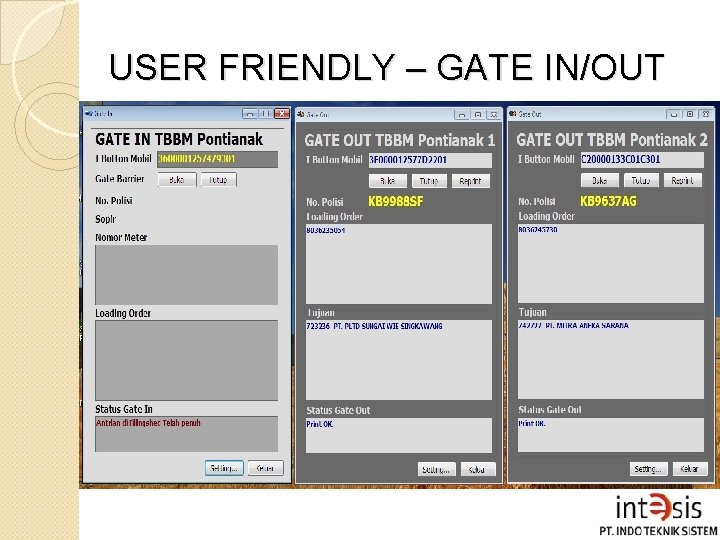 USER FRIENDLY – GATE IN/OUT 