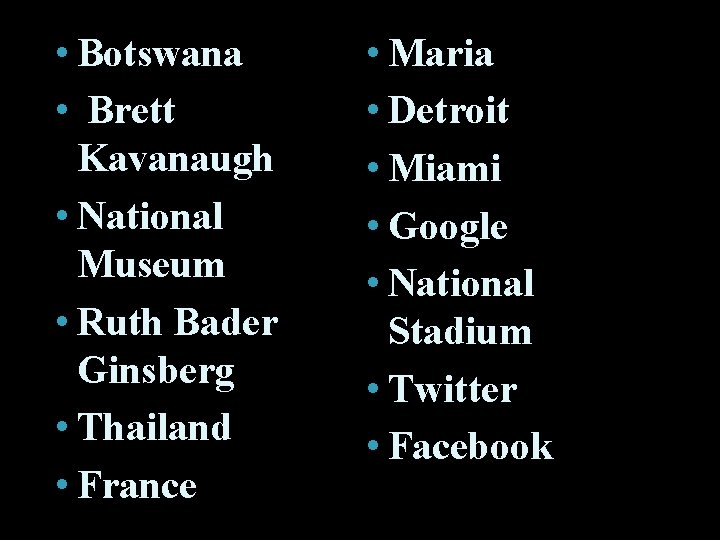  • Botswana • Brett Kavanaugh • National Museum • Ruth Bader Ginsberg •