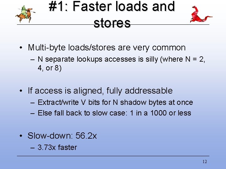 #1: Faster loads and stores • Multi-byte loads/stores are very common – N separate