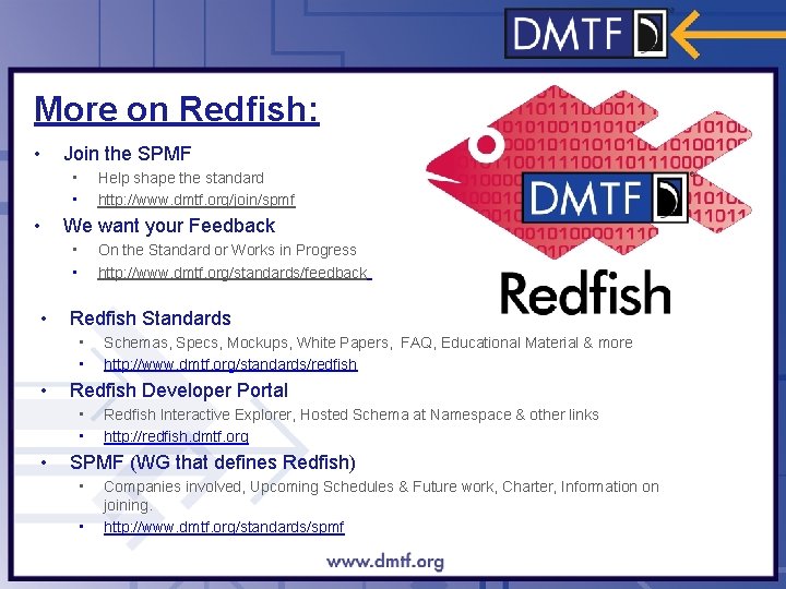 More on Redfish: • Join the SPMF • • • Help shape the standard