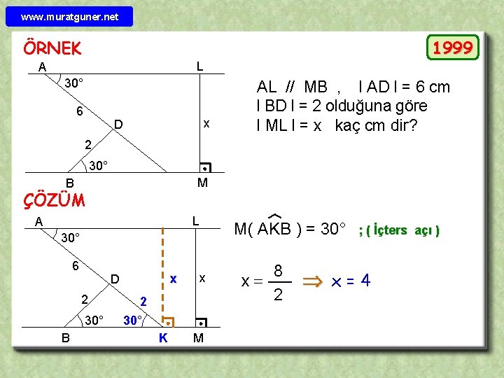 www. muratguner. net 1999 ÖRNEK L A 30° 6 x D AL // MB