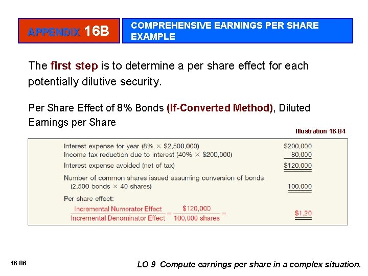 APPENDIX 16 B COMPREHENSIVE EARNINGS PER SHARE EXAMPLE The first step is to determine