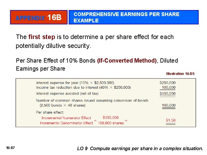 APPENDIX 16 B COMPREHENSIVE EARNINGS PER SHARE EXAMPLE The first step is to determine