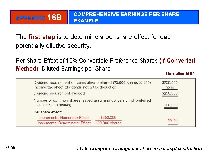 APPENDIX 16 B COMPREHENSIVE EARNINGS PER SHARE EXAMPLE The first step is to determine