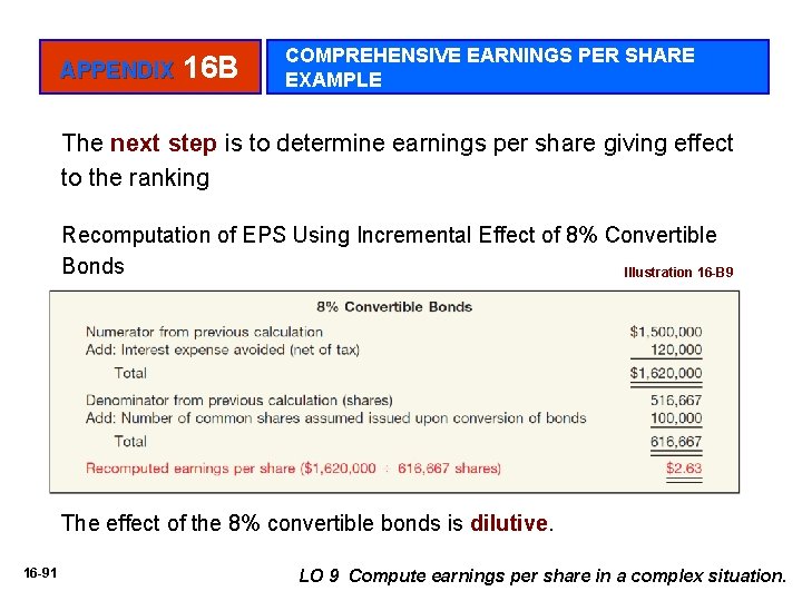 APPENDIX 16 B COMPREHENSIVE EARNINGS PER SHARE EXAMPLE The next step is to determine