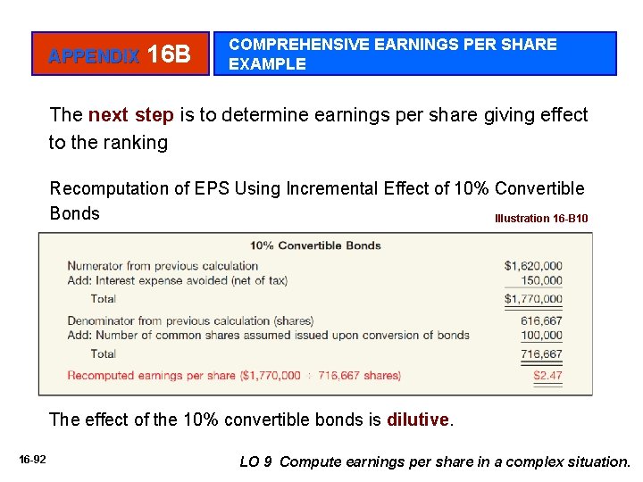 APPENDIX 16 B COMPREHENSIVE EARNINGS PER SHARE EXAMPLE The next step is to determine