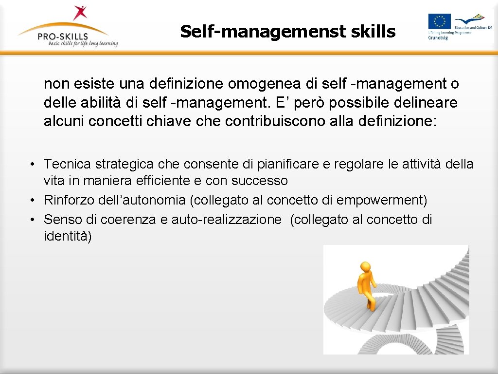 Self-managemenst skills non esiste una definizione omogenea di self -management o delle abilità di