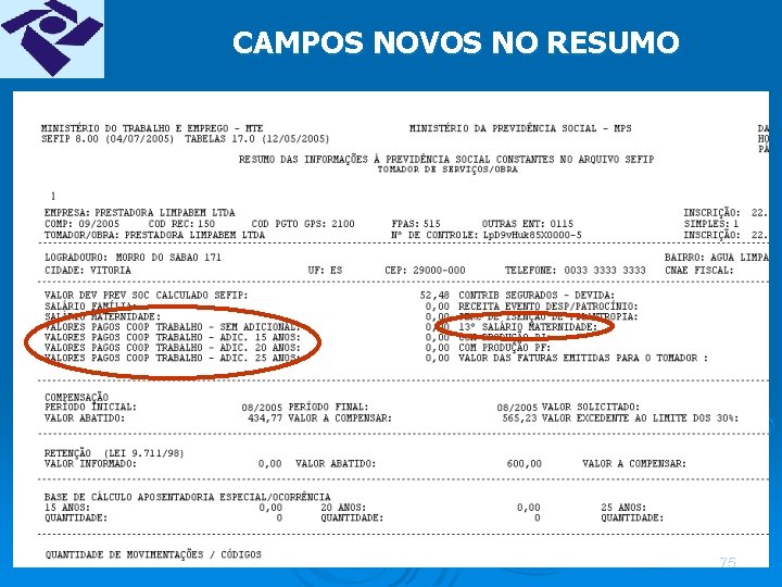 CAMPOS NOVOS NO RESUMO 75 