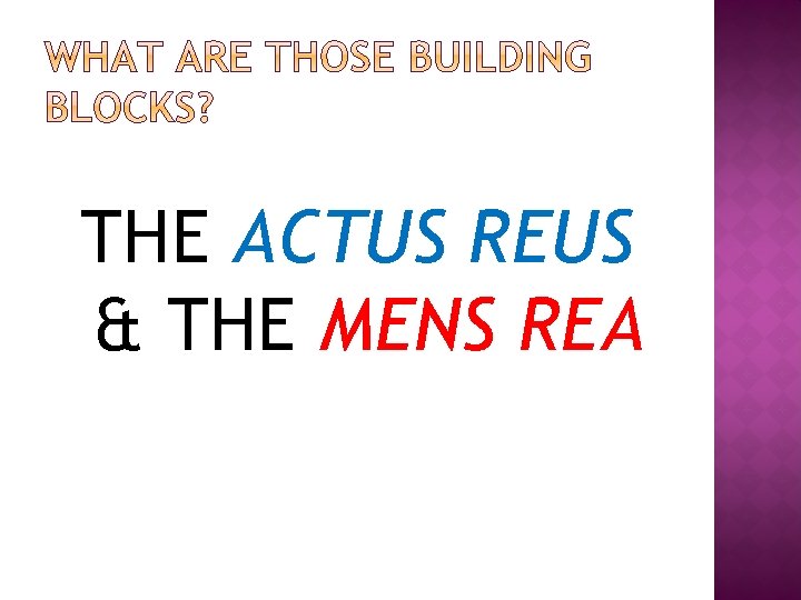 THE ACTUS REUS & THE MENS REA 