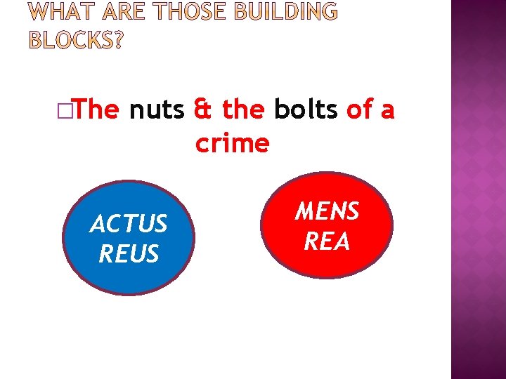 �The nuts & the bolts of a crime ACTUS REUS MENS REA 