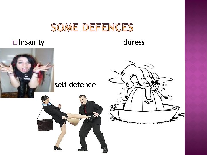 � Insanity � duress self defence 