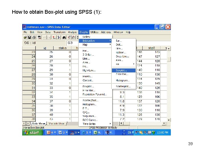 How to obtain Box-plot using SPSS (1): 39 