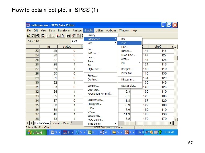 How to obtain dot plot in SPSS (1) 57 